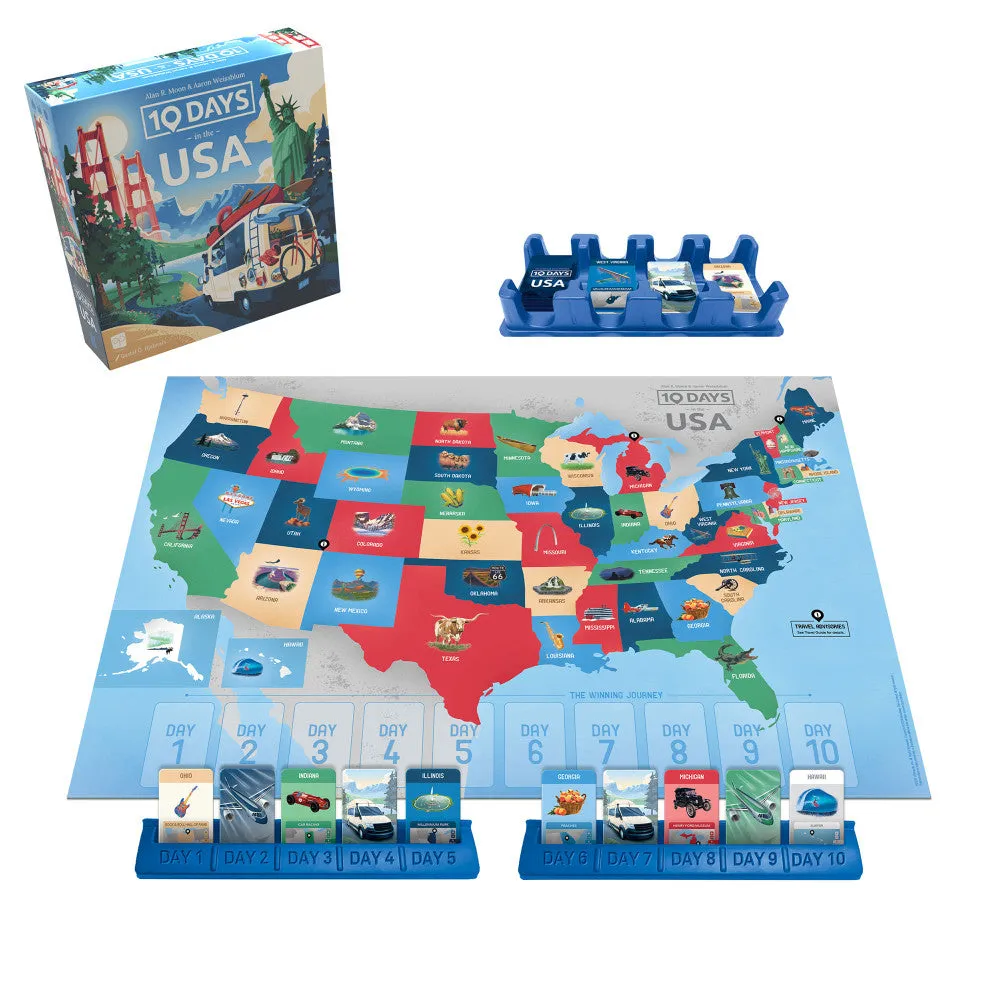 10 Days in the USA Second Edition Strategy Board Game, Ages 8 