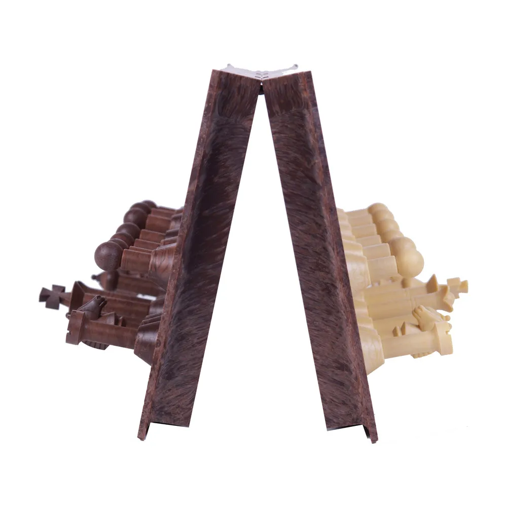 Classic Wood-Grain Magnetic Chess Set with Storage Board