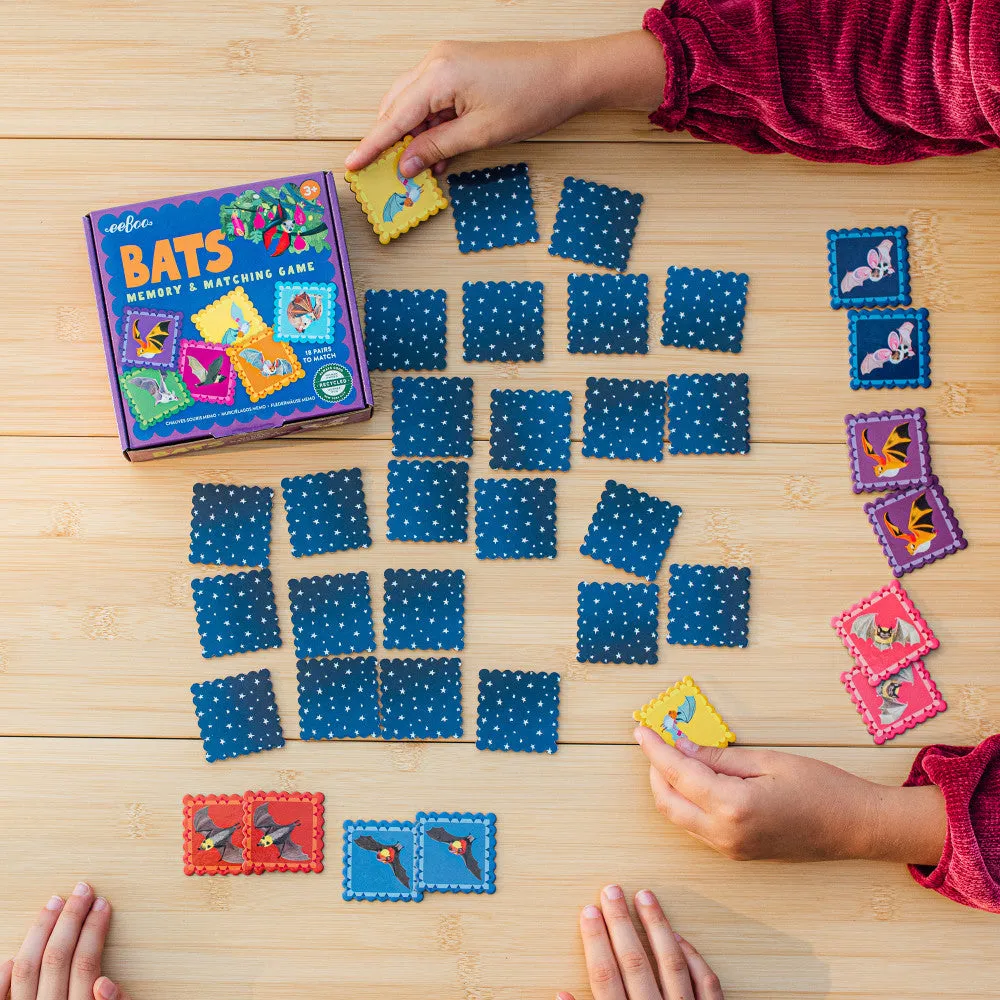 eeBoo Bats Little Square Memory & Matching Game for Kids Ages 3 