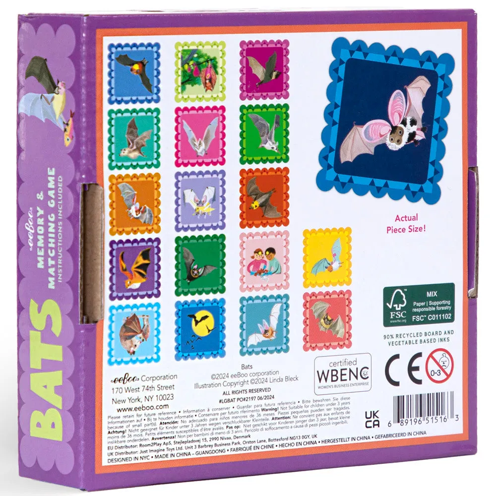eeBoo Bats Little Square Memory & Matching Game for Kids Ages 3 