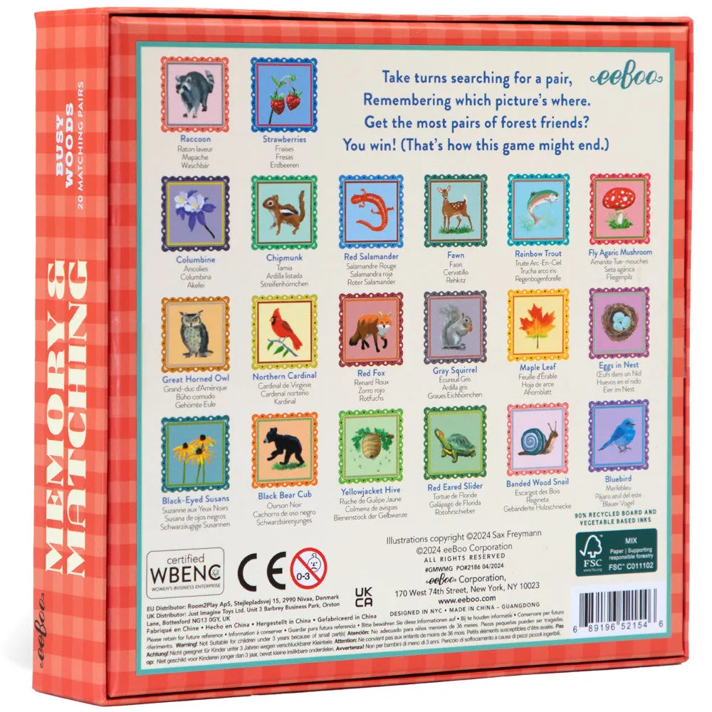 eeBoo Busy Woods Memory & Matching Game for Kids Ages 3 