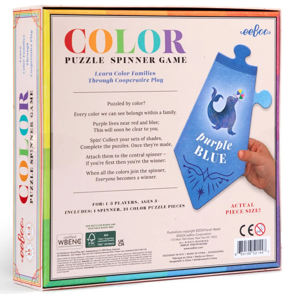 eeBoo Color Puzzle Spinner Game - Educational Toy, 24 Pieces, Ages 3 