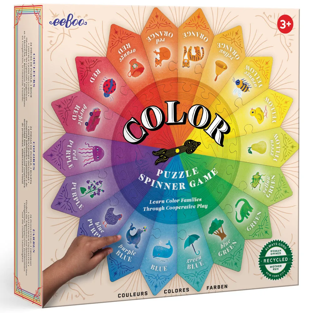 eeBoo Color Puzzle Spinner Game - Educational Toy, 24 Pieces, Ages 3 