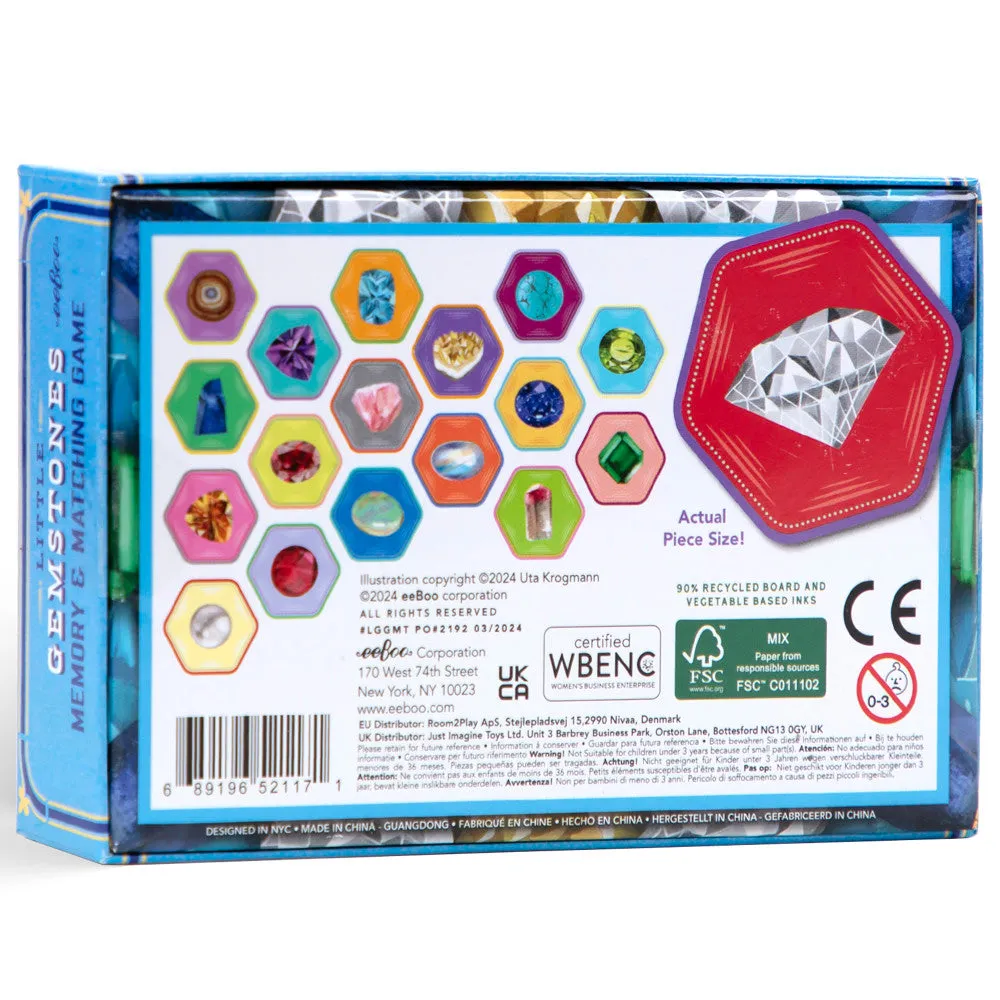 eeBoo Little Gemstones Memory & Matching Game for Kids Ages 5 
