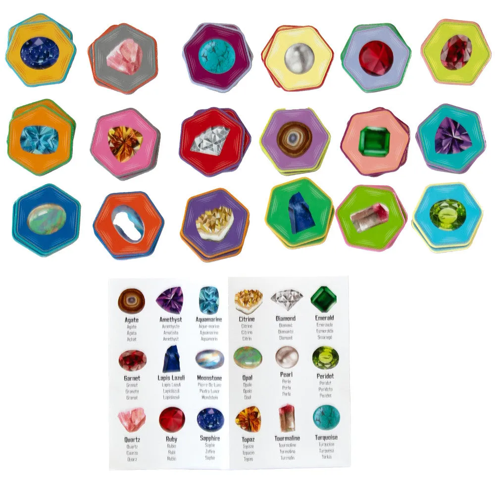 eeBoo Little Gemstones Memory & Matching Game for Kids Ages 5 