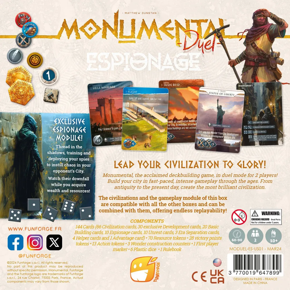 Funforge Monumental Duel - Espionage Deck-Building Game