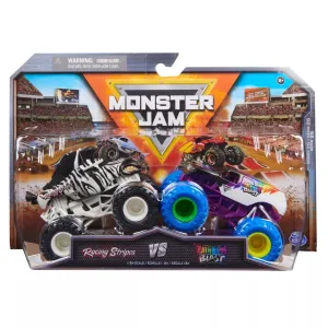 Monster Jam 1:64 2 Pack Racing Stripes vs Rainbow Blast