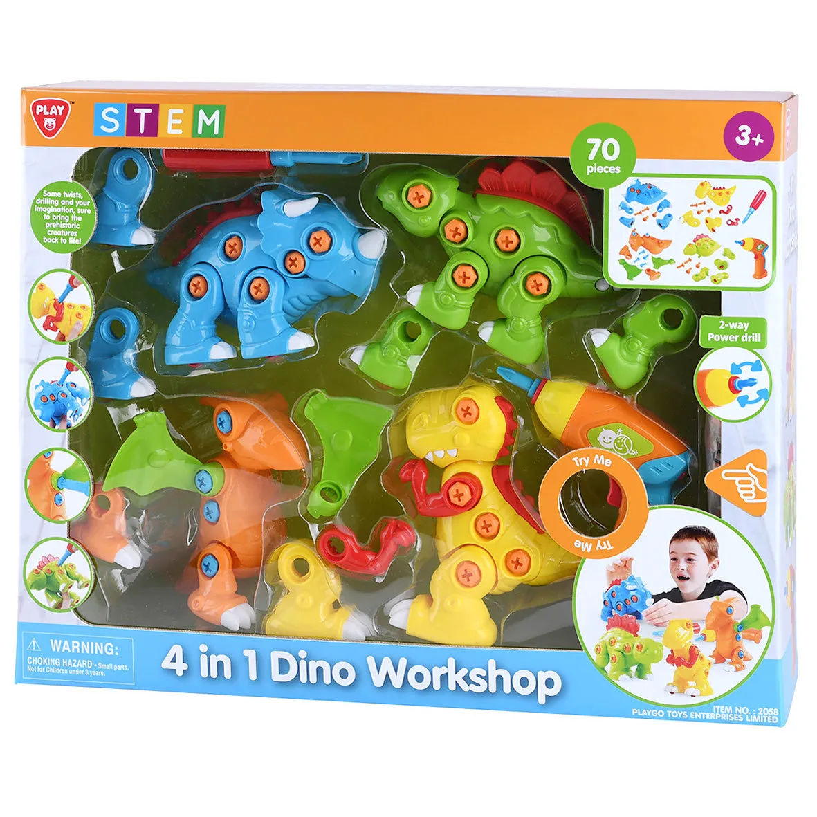 Playgo Toys Ent. Ltd. 4 In 1 Dino Workshop Set